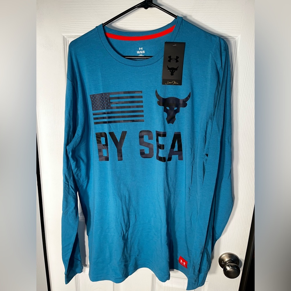 $60 L Large Under Armour Project Rock By Sea Veterans Day Tee Shirt Men's